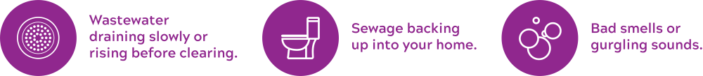 wastewater draining slowly, sewerage backing up, bad smells